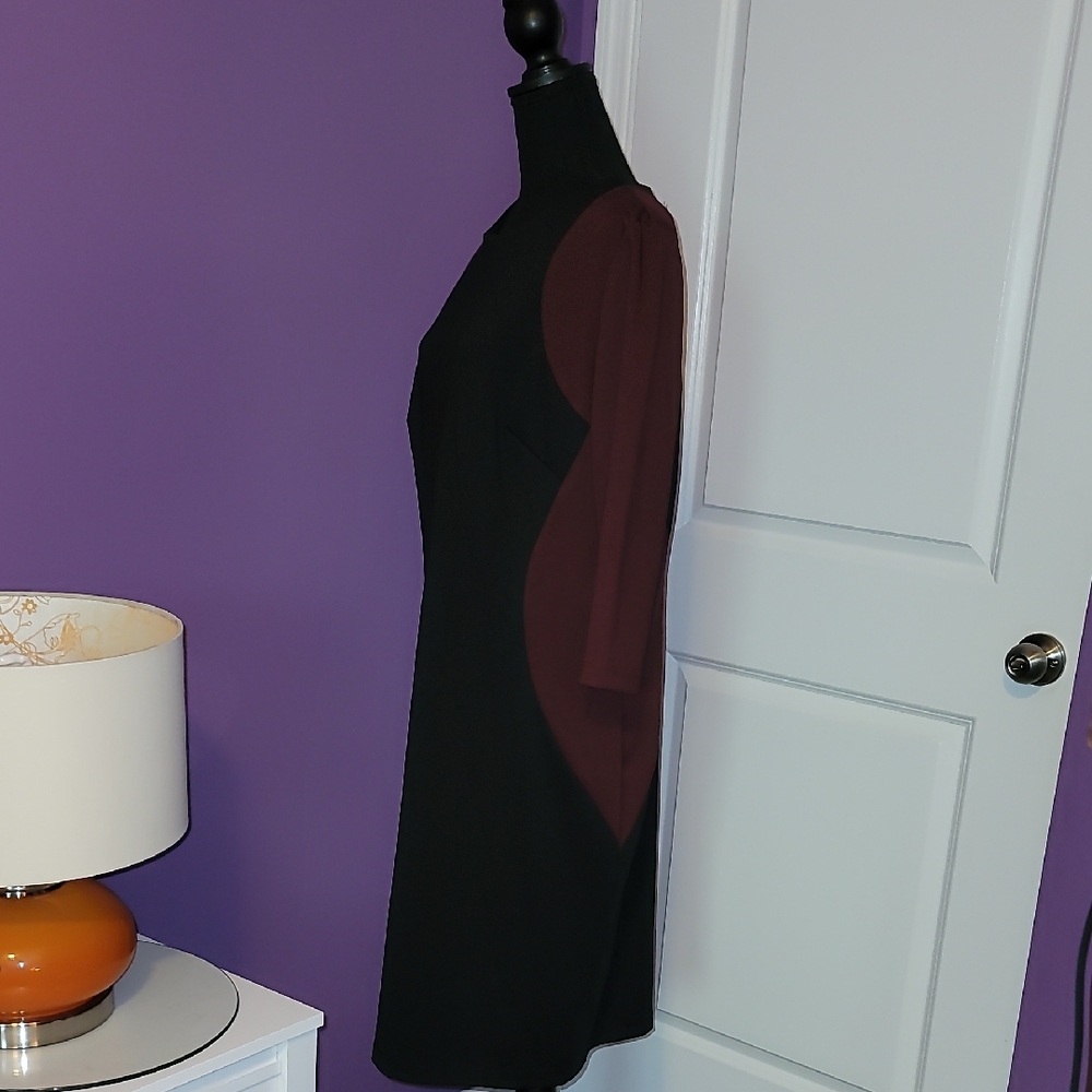 Lane Bryant Black and Burgundy Quarter Sleeve Dress Sz: 14 NWT - Picture 4 of 8
